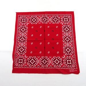 Bandana All Cotton Made in USA, Handkerchief Hankie, Red White 20.5x20